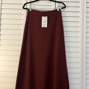 Zara Maroon A-Line Mid-Length Skirt (never been worn, tags attached)